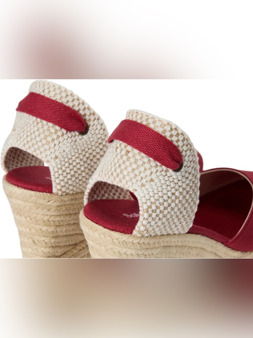 Soludos Red Canvas Espadrille Wedge with Ankle Tie - Picture 5 of 8